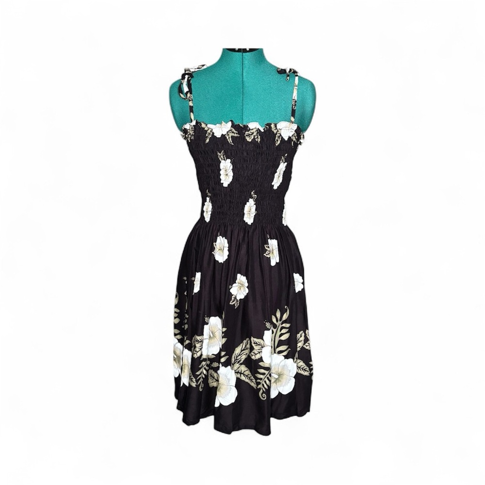 Hibiscus Collection Hawaiian Tropical Floral Black and White Women's Dress
